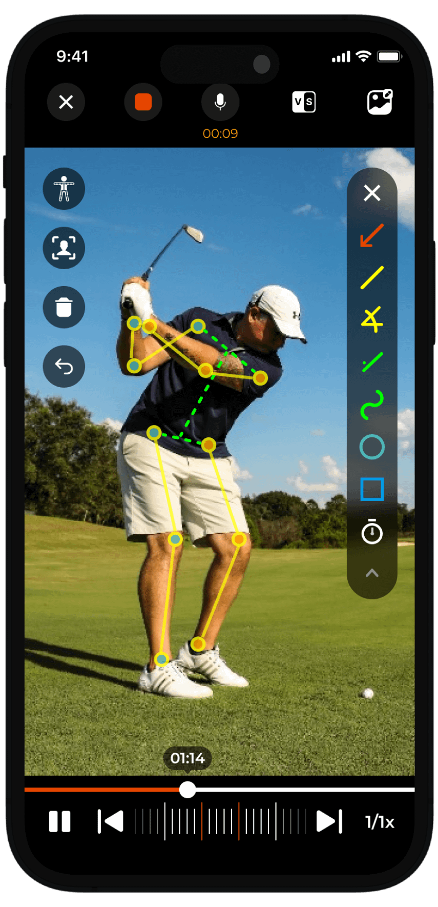 Golf swing video analysis with body position tracking and swing feedback