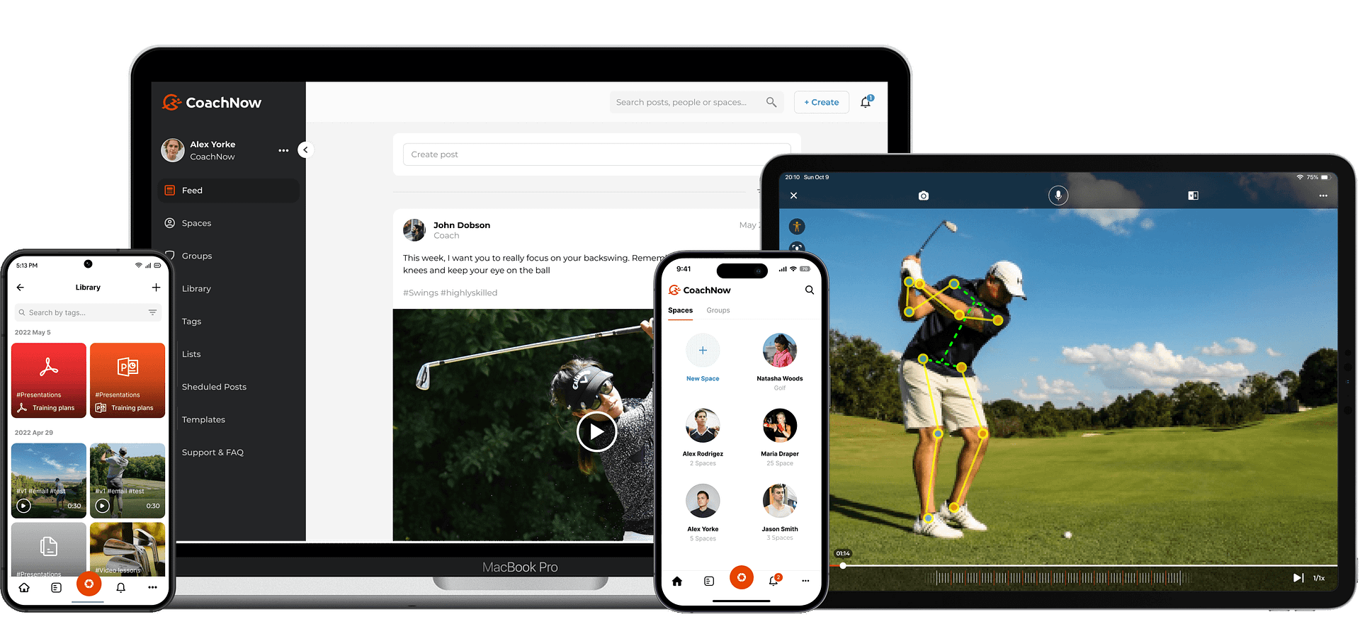 Online golf coaching available on phone tablet and computer with swing video analysis